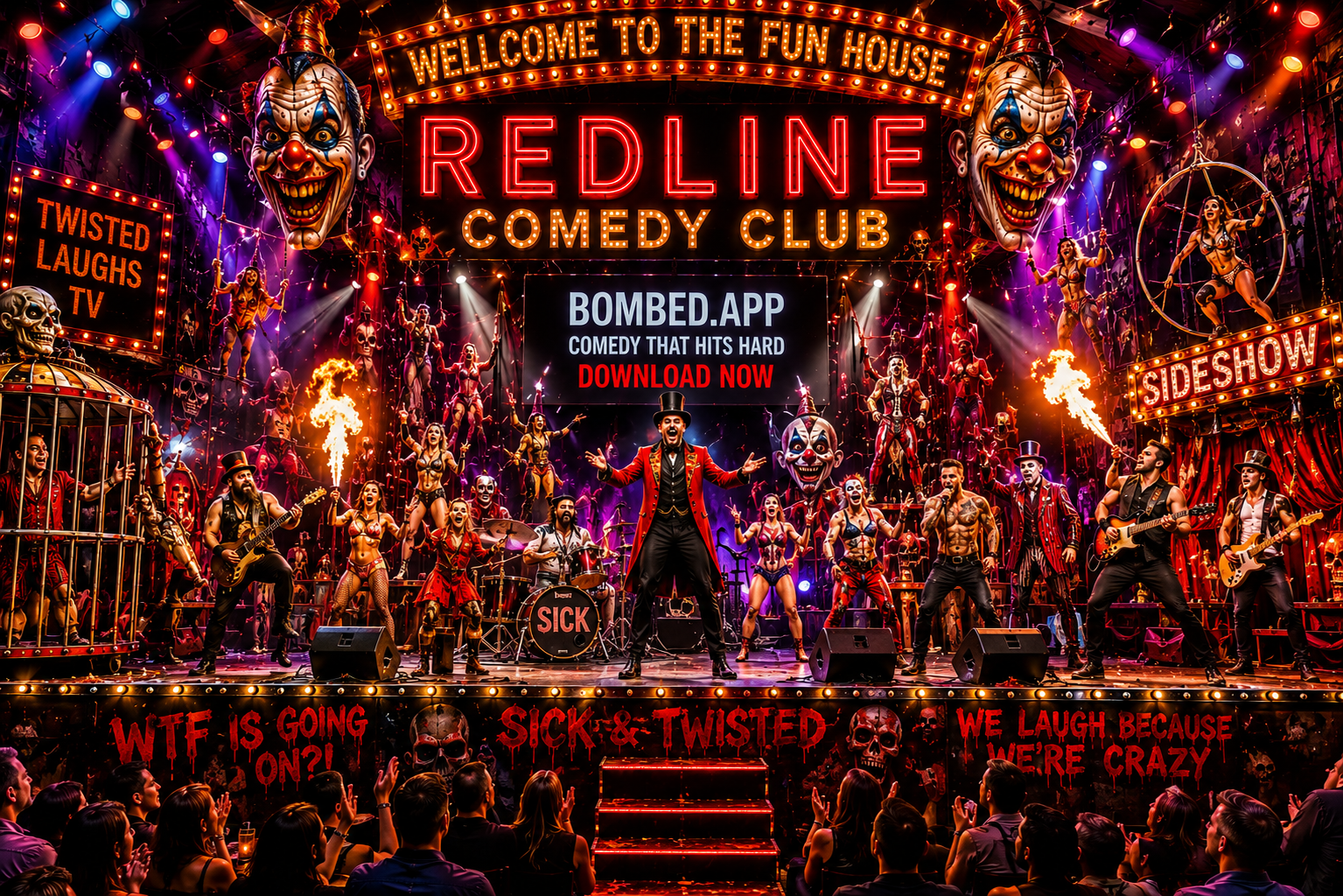Bright Redline Comedy Club stage entrance
